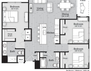 The Preston Floorplan at The Harrison, Newtown Square, PA, 19073