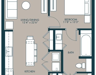 1 bedroom floorplan with 720 square feet at McKinney Village, McKinney, TX