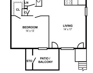 a floor plan of a one bedroom apartment