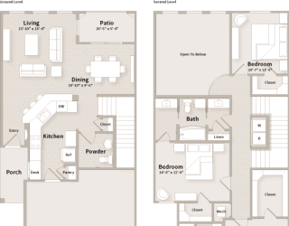 C3 floorplan which is a 3 bedroom, 2 1/2 bath townhome at The Parkway on Westlake, Humble, Texas