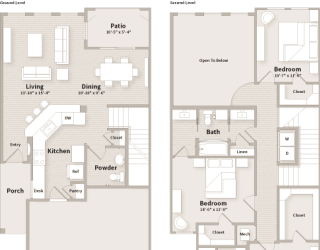 C4 floorplan which is a 3 bedroom, 2 1/2 bath townhome at The Parkway on Westlake, Humble, Texas