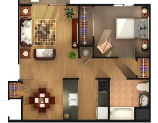 1 Bedroom Floor Plan at Carr Apartments, Sylvania