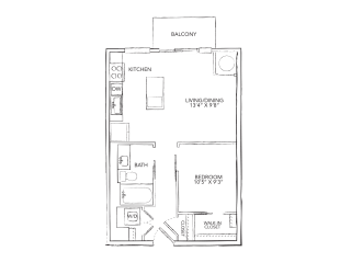a floor plan of a unit with a bedroom and a bathroom