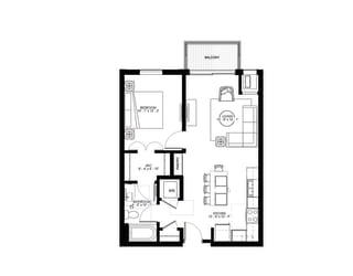 bedroom floor plan of 55 north luxury apartments to rent in the north end of boston