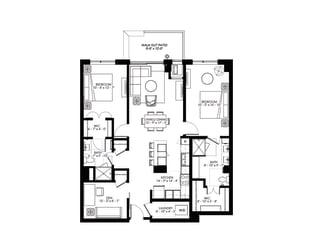 bedroom floor plan of 55 north luxury apartments to rent in the north end of boston