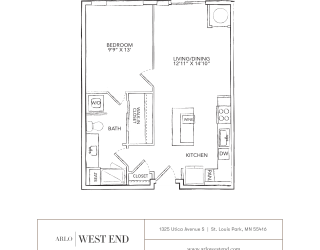 a floor plan of a unit with a bedroom and a bathroom