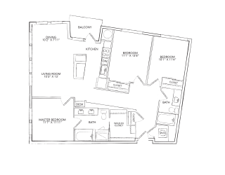 a floor plan of a unit with a bedroom and a bathroom