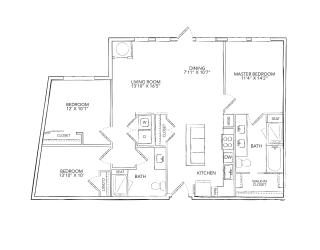a floor plan of a bedroom apartment