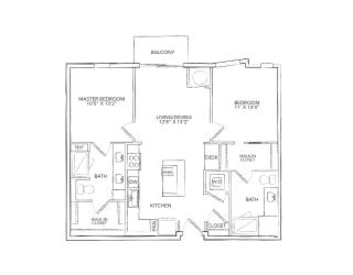 a floor plan of a unit with a bedroom and a bathroom