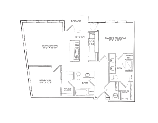 a floor plan of a unit with a bedroom and a bathroom