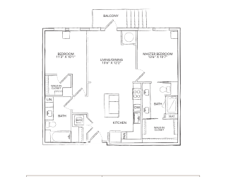 a floor plan of a unit with a bedroom and a bathroom