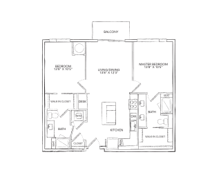 a floor plan of a unit with a bedroom and a bathroom