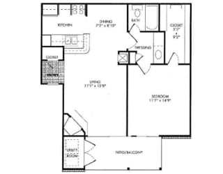the floor plan of a small house with a garage