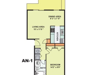 Floor Plan Deluxe One Bedroom (AN1)