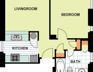 Floor Plan Deluxe One Bedroom (AR7)