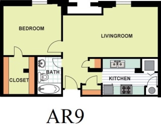 Floor Plan Deluxe One Bedroom (AR9)