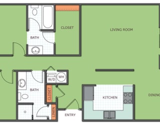 Floor Plan Two Bedroom Two Bathroom (C4)