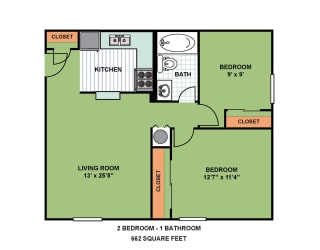 Floor Plan Two Bedroom Two Bathroom