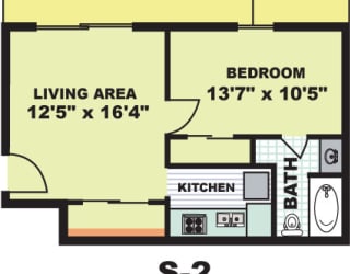 Floor Plan Standard One Bedroom (S2)