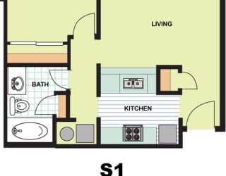 Floor Plan Standard One Bedroom (S1)