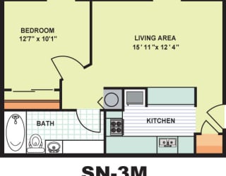Floor Plan Standard One Bedroom (SN3M)