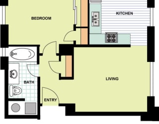 Floor Plan Standard One Bedroom (SR3)