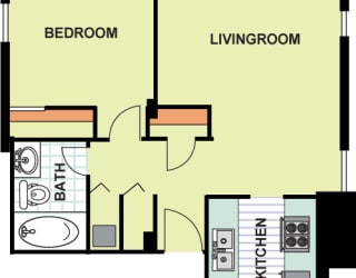 Floor Plan Standard One Bedroom (SR4)