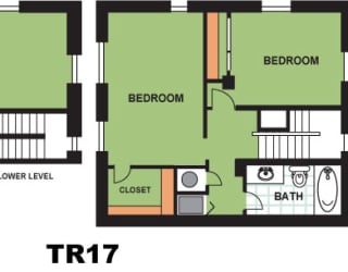 Floor Plan Two Bedroom Townhome (TR17)