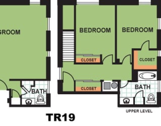 Floor Plan Two Bedroom Townhome (TR19)