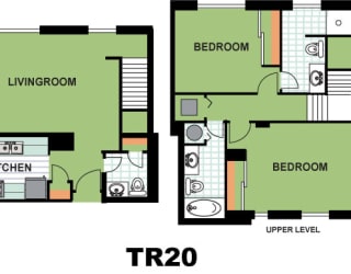 Floor Plan Two Bedroom Townhome (TR20)