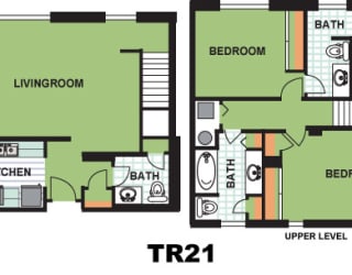 Floor Plan Two Bedroom Townhome (TR21)