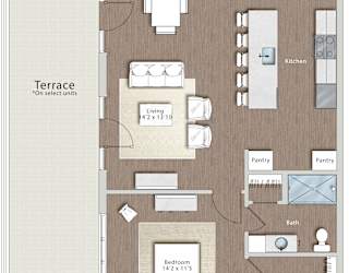 a floor plan of a house with bedrooms and a living room  at Sono Central Residential, Connecticut