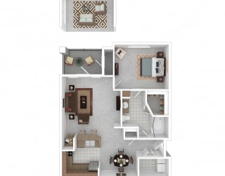 a floor plan of a home with a bedroom and living room