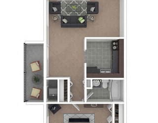 Carriage Park Apartments 1BD 1BA Floor Plan