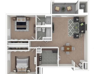 Carriage Park Apartments 2BD 2BA Floor Plan