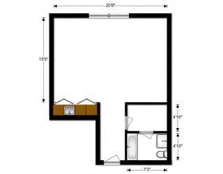 a floor plan of a small house with a loft