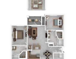a floor plan of a house with bedrooms and a living room