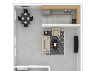 The Abby Apartments 1 Bedroom 1A floor plan