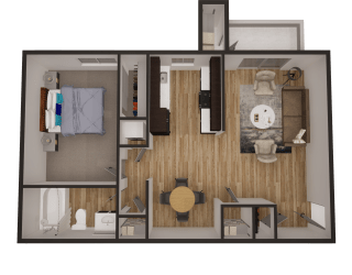 a floor plan of a 1 bedroom apartment