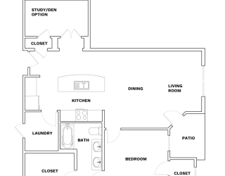 Floor Plan E - 1 Bed with Study