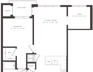 1 bedroom with den floorplan