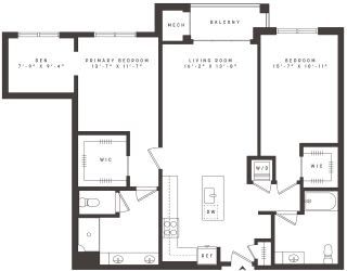 2 bedroom with den floorplan