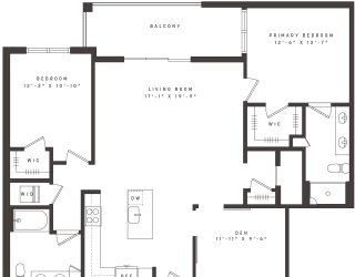2 bedroom with den floorplan