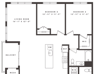 A floor plan of a house with labeled rooms and dimensions.