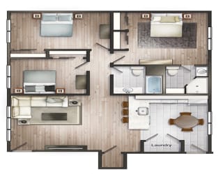 a floor plan of a house with a bedroom and a living room