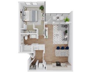 1 bed 1 bath A2 Floor Plan at Standard441, Lady Lake Florida