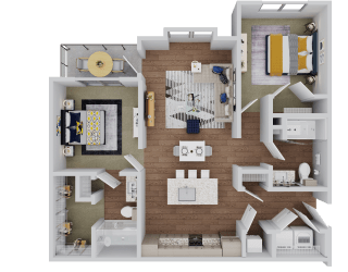 2 bed  2bath B1a Floor Plan at Standard441 Luxury Apartment Homes, Florida, 32159