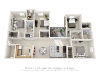 4 Bed 4 Bath at Tivoli Apartments, Gainesville, Florida