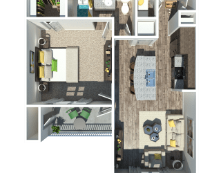 a 3d rendering of a floor plan of a house