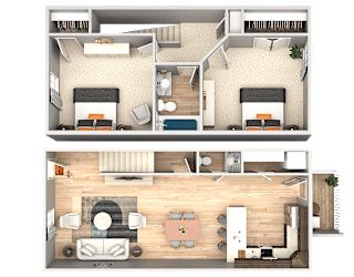 A set of three images showing interior floor plans of a house.